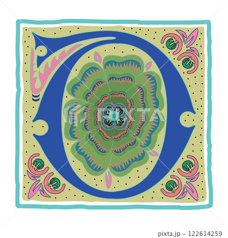 Art Romant Initial Caps Font Capital Letter D vector design 122614259