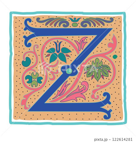 Art Romant Initial Caps Font Capital Letter Z vector design 122614281