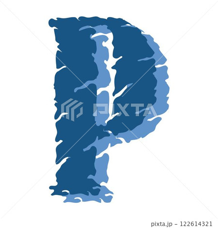 Art Stone Initial Caps Font Capital Letter P vector design 122614321