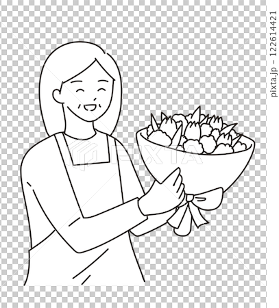 花屋で働いているシニアの女性 122614421