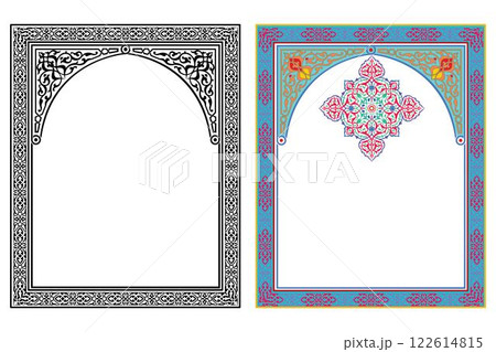 Vintage traditional realistic black and color frames set on white background isolated vector illustration 122614815