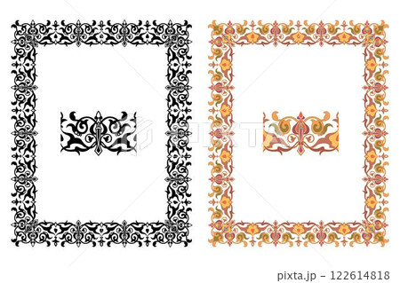 Vintage traditional realistic black and color frames set on white background isolated vector illustration Vintage traditional realistic black and color frames set on white background isolated vector illustration 122614818