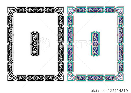Vintage traditional realistic black and color frames set on white background isolated vector illustration Vintage traditional realistic black and color frames set on white background isolated vector illustration 122614819