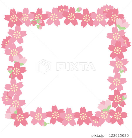 桜の花でできた四角いフレームのベクターイラスト 桜の花でできた四角いフレームのベクターイラスト 122615020
