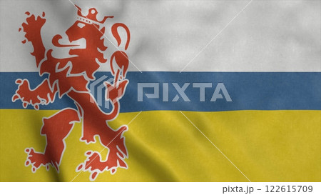 Limburg flag, Netherlands, waving in the wind. 3d illustration 122615709
