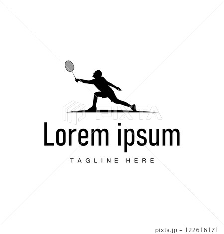 simple sport design simple badminton logo black silhouette minimalist shuttlecock vintage concept 122616171