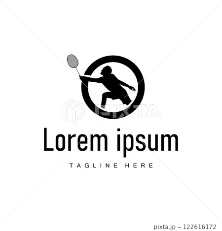 simple sport design simple badminton logo black silhouette minimalist shuttlecock vintage concept 122616172