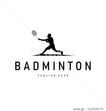 simple sport design simple badminton logo black silhouette minimalist shuttlecock vintage concept 122616173