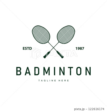 simple sport design simple badminton logo black silhouette minimalist shuttlecock vintage concept 122616174