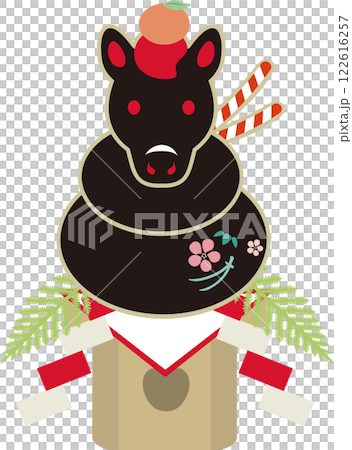 New Year 2026 New Year's card 2026 Horse Horse Kagami mochi New Year decorations Zodiac Cute Design Illustration material New Year 2026 New Year's card 2026 Horse Horse Kagami mochi New Year decorations Zodiac Cute Design Illustration material 122616257