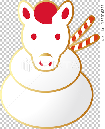 New Year 2026 New Year's card 2026 Horse Horse Clay bell Kagami mochi New Year's decorations Zodiac Cute Design Illustration material 122616258
