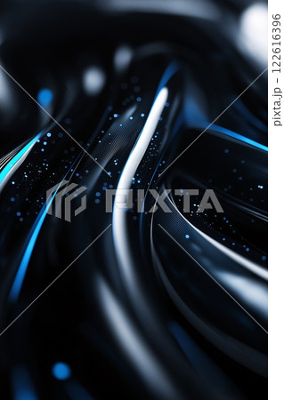 Abstract energy flowing design with blue and white dynamic lights. 122616396