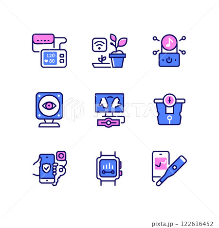 Smart devices - line design style icons set Smart devices - line design style icons set 122616452