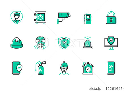 Security system and protection - set of line design style icons Security system and protection - set of line design style icons 122616454