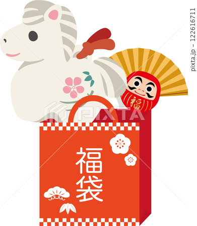 年賀2026　年賀状2026　馬　午　土鈴　福袋　初売り　干支　かわいい　デザイン　イラスト素材 122616711