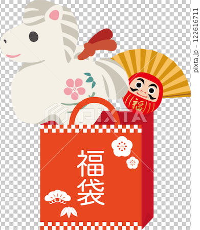年賀2026　年賀状2026　馬　午　土鈴　福袋　初売り　干支　かわいい　デザイン　イラスト素材 122616711
