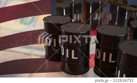 The Oil Tank on USA flag for Business concept 3d Rendering. 122616732