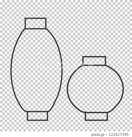 シンプルなちょうちんのモノクロ線画イラスト2_simple lantern 122617395