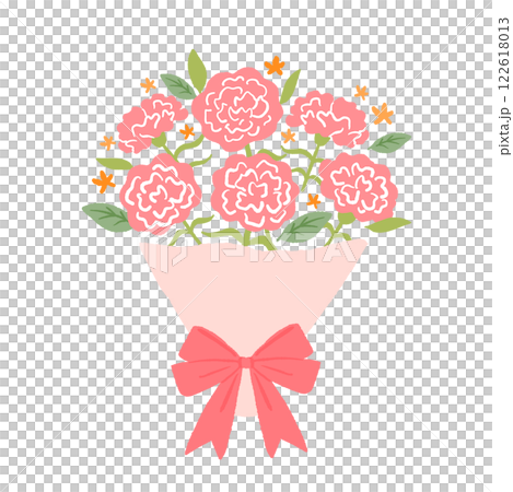 ピンクの花束のイラスト 122618013