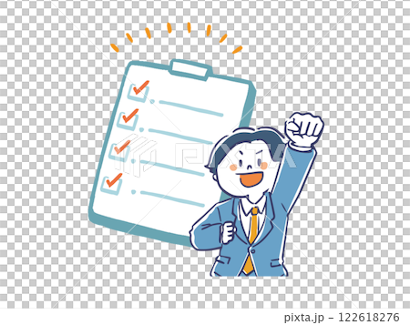 Illustration of a man in a suit full of task management and motivation Illustration of a man in a suit full of task management and motivation 122618276