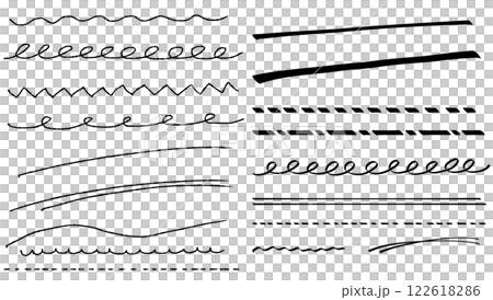 A set of various hand-drawn lines that can be used to decorate your designs. Simple and stylish decorative materials. 122618286
