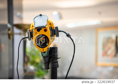 People waiting for temperature check by thermoscan People waiting for temperature check by thermoscan 122619037