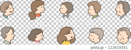 Adult male and female sideways face icon set 122619381
