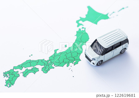 日本列島の地図と自動車 日本列島の地図と自動車 122619681