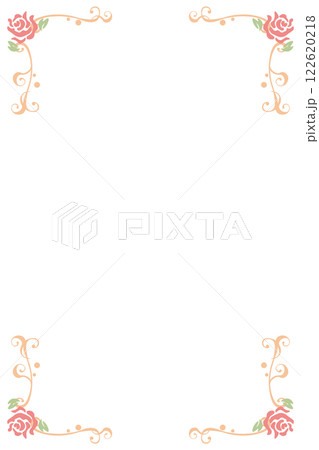 ハートがデザインされたバラの花のシンプルフレーム 122620218