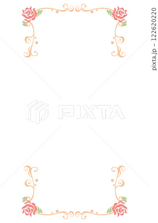 ハートマークがデザインされたバラの花の細めのフレーム 122620220