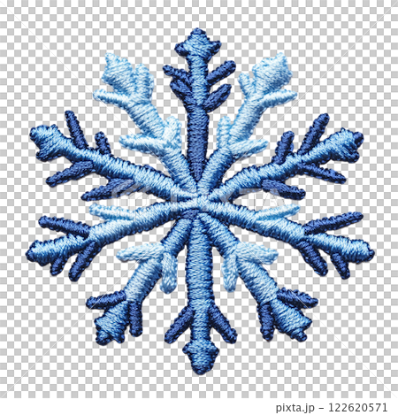 藍色雪花刺繡補丁。具有透明背景的 AI 生成圖像 122620571