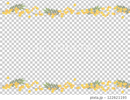 Delicate watercolor mimosa flower border frame 122621193