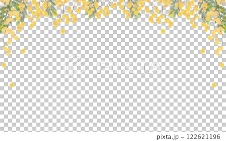 Delicate watercolor mimosa flower frame 122621196