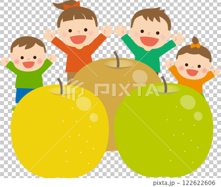 梨子和微笑的孩子:插畫素材 梨子和微笑的孩子:插畫素材 122622606