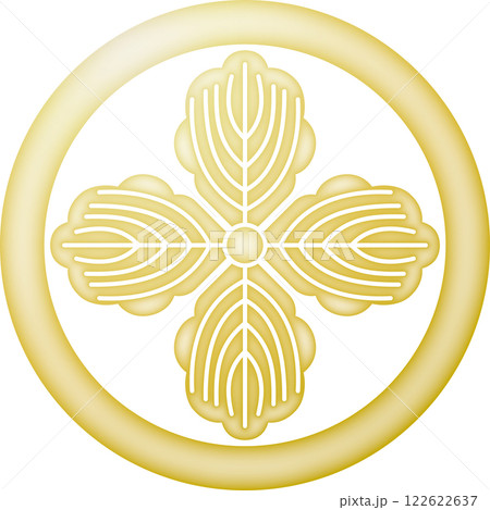 家紋　丸に四つ柏【金色】 122622637