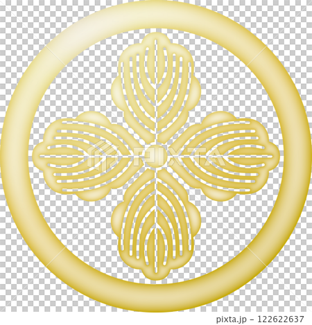 家紋　丸に四つ柏【金色】 122622637