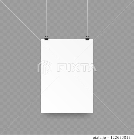 Hanging Blank Poster Paper Mockup Set with Clips Vector Hanging Blank Poster Paper Mockup Set with Clips Vector 122623012