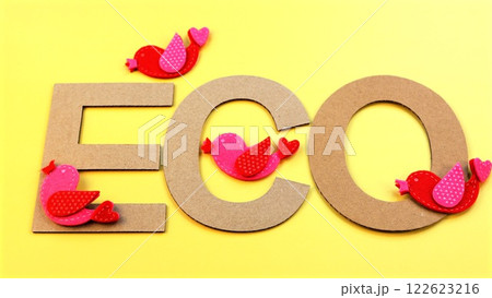 Organic symbols and eco motifs promote green living through creative eco design. Vibrant accents inspire eco practices with organic elegance. Eco-symbolism focus. Nature shapes inspire harmony. 122623216