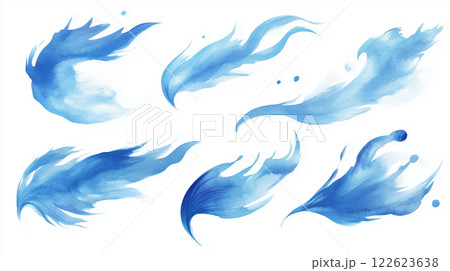 青の水彩の背景、ペイント筆致 122623638