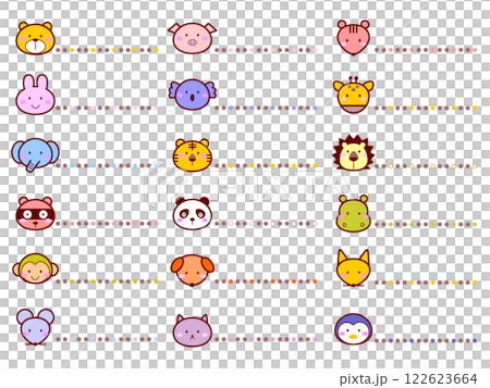 シンプルで可愛い動物の見出しフレームセット 122623664