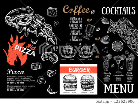 Menu, Restaurant cafe, template design. Food flyer. Menu, Restaurant cafe, template design. Food flyer. 122623906