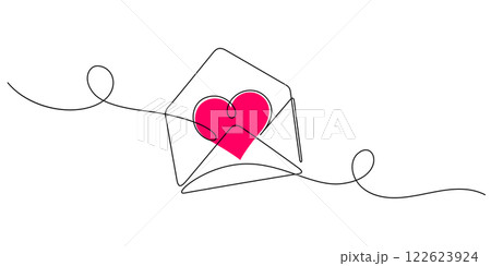 love message envelope with heart shape hand drawn one line drawing continuous valentine love message envelope with heart shape hand drawn one line drawing continuous valentine 122623924