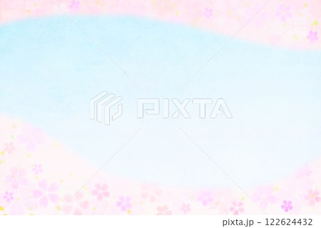 春の桜と空の和風背景フレーム 春の桜と空の和風背景フレーム 122624432
