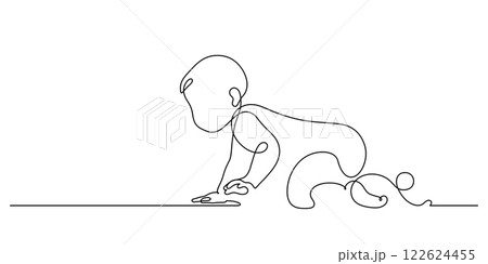 one line drawing continuous hand drawn baby start crawling one line drawing continuous hand drawn baby start crawling 122624455