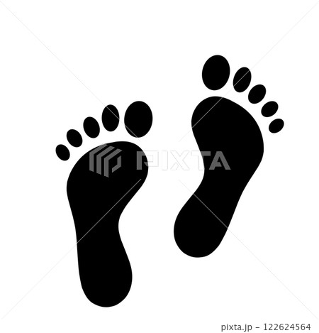 Black silhouette of two human footprints, isolated on a white background. Simple and minimalistic vector illustration, perfect for icons, signs, and design elements Black silhouette of two human footprints, isolated on a white background. Simple and minimalistic vector illustration, perfect for icons, signs, and design elements 122624564