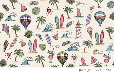 Summer set, Traveling or vacations design. Vector.	 122624668