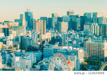 冬の夕暮れどきの東京の街並み 冬の夕暮れどきの東京の街並み 122624898