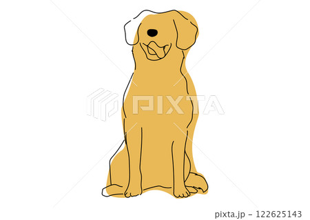 犬　線画　イラストレーション　シンプル　単色 122625143