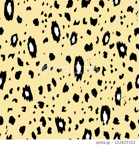 Abstract modern leopard seamless pattern. Animals trendy background. Yellow and black decorative vector stock illustration for print, card, postcard, fabric, textile. Modern ornament of stylized skin 122625322