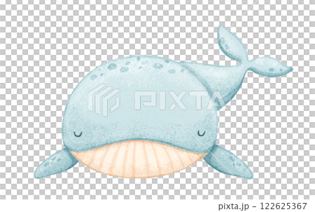 Cute whale, sea animal character, watercolor hand drawn isolated illustration for kids, underwater world Cute whale, sea animal character, watercolor hand drawn isolated illustration for kids, underwater world 122625367